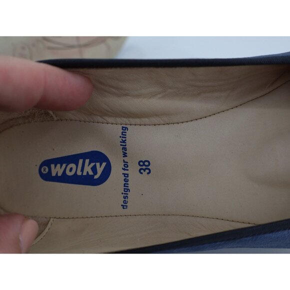 Wolky Ballet Flats Blue Metallic Leather Slip On Shoes Comfy Casual Size 38 7 - Picture 9 of 10